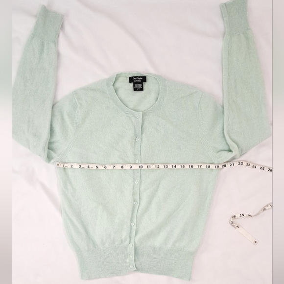 LORD & TAYLOR Mint Green Cashmere Cardigan Sweater - Picture 7 of 15